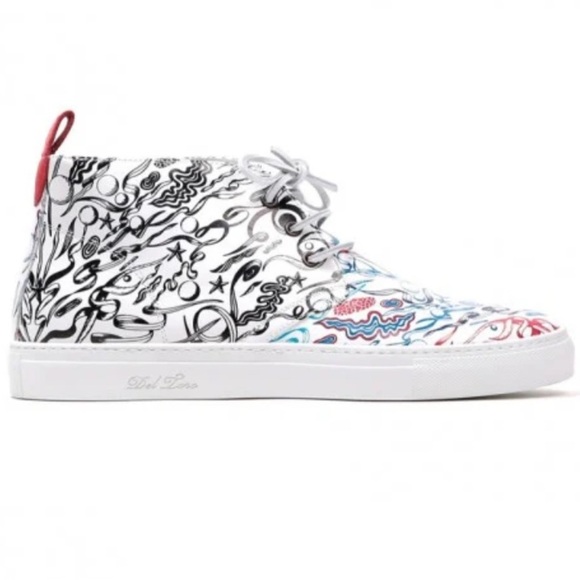 RARE Del Toro x Pepsi Live For Now Blue & Red Printed Leather Chukkas Size 11 - Picture 2 of 11